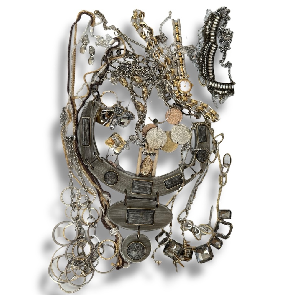 Mixed jewelry lot Silver Gold tone two tone women necklaces bracelet watch